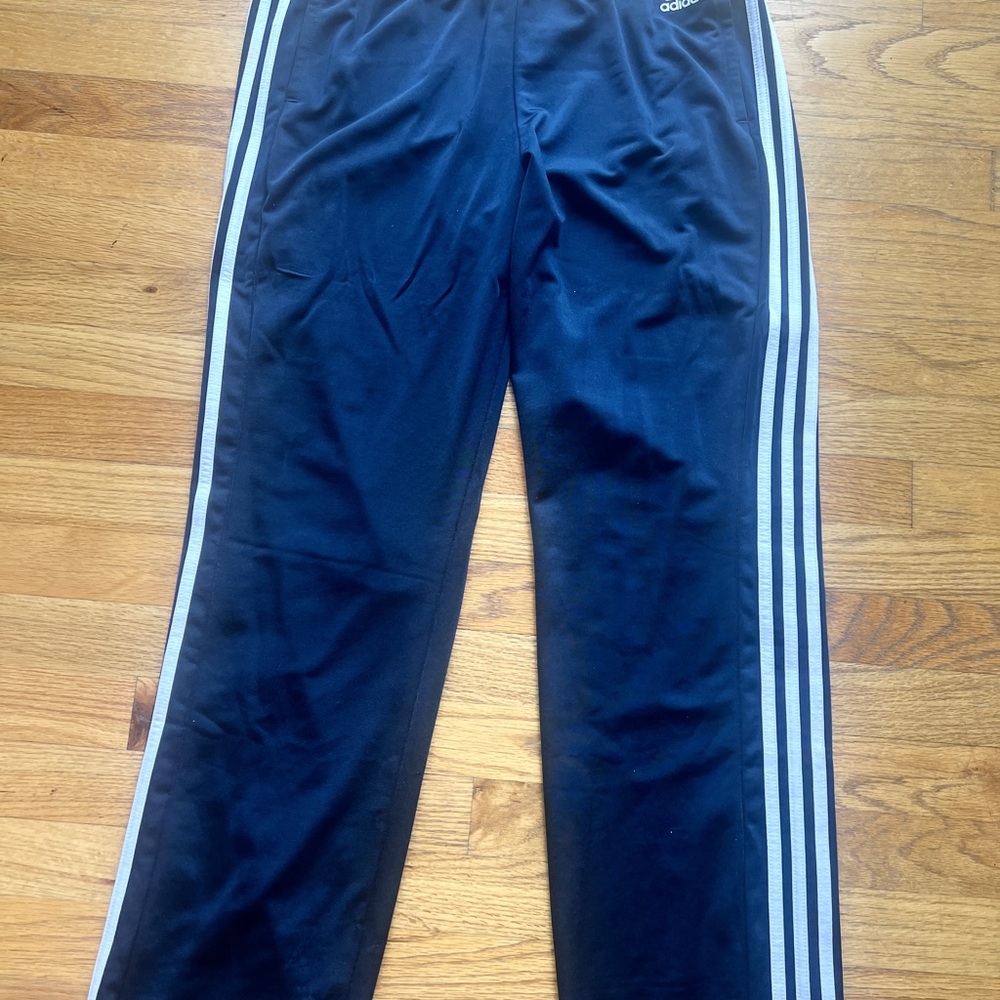Adidas Tracksuit Set Women’s Large Navy Blue 3 Stripe Jacket and Pants - Picture 3 of 5